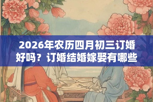 2026年农历四月初三订婚好吗？订婚结婚嫁娶有哪些禁忌？