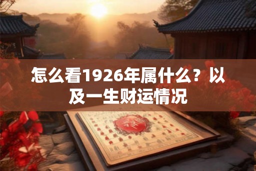 怎么看1926年属什么？以及一生财运情况
