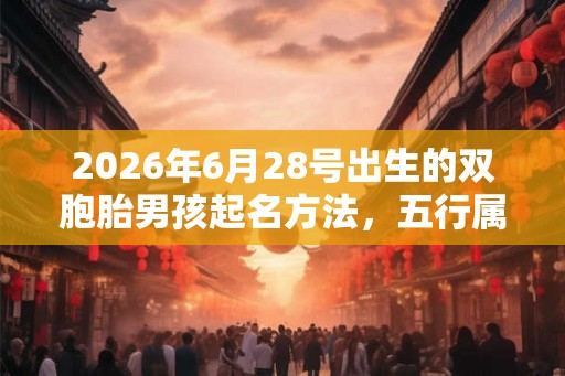 2026年6月28号出生的双胞胎男孩起名方法，五行属什么