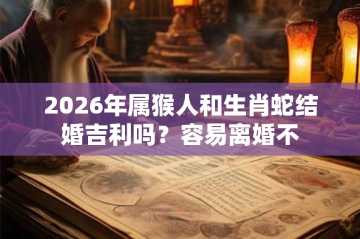 2026年属猴人和生肖蛇结婚吉利吗？容易离婚不