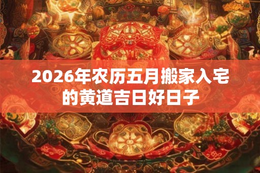2026年农历五月搬家入宅的黄道吉日好日子