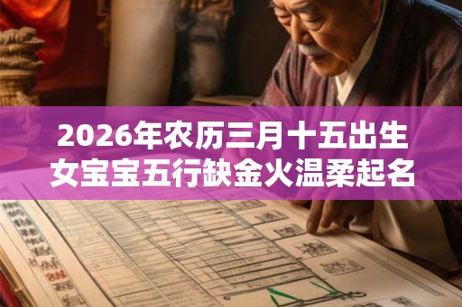 2026年农历三月十五出生女宝宝五行缺金火温柔起名
