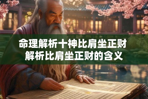 命理解析十神比肩坐正财 解析比肩坐正财的含义