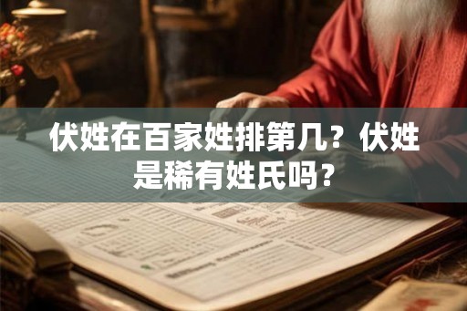 伏姓在百家姓排第几？伏姓是稀有姓氏吗？