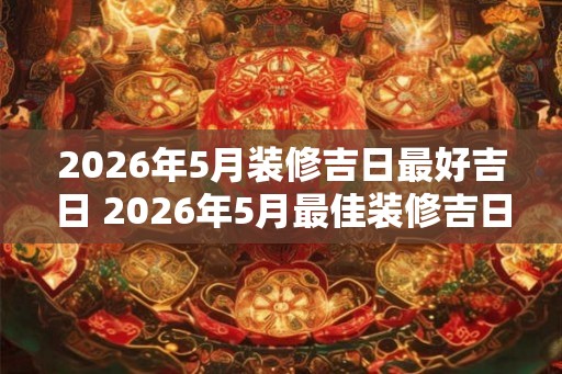 2026年5月装修吉日最好吉日 2026年5月最佳装修吉日是什么