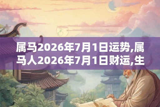 属马2026年7月1日运势,属马人2026年7月1日财运,生肖马2026年7月1日运势