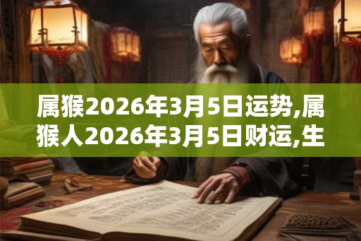 属猴2026年3月5日运势,属猴人2026年3月5日财运,生肖猴2026年3月5日运势