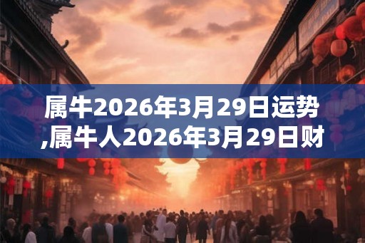 属牛2026年3月29日运势,属牛人2026年3月29日财运,生肖牛2026年3月29日运势