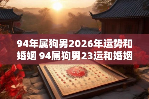 94年属狗男2026年运势和婚姻 94属狗男23运和婚姻如何