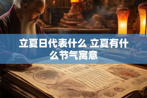 立夏日代表什么 立夏有什么节气寓意