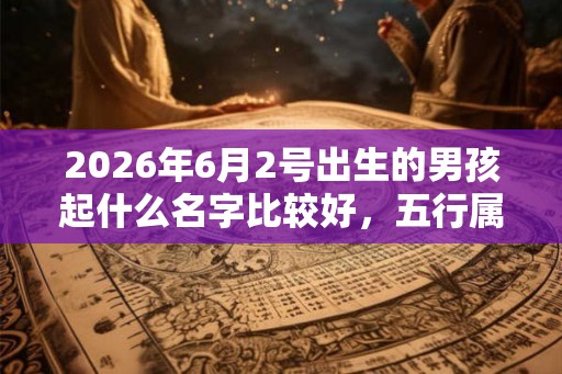 2026年6月2号出生的男孩起什么名字比较好，五行属什么