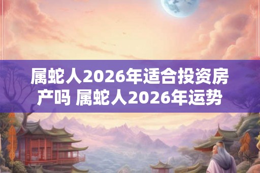 属蛇人2026年适合投资房产吗 属蛇人2026年运势