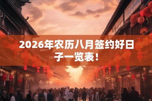 2026年农历八月签约好日子一览表！