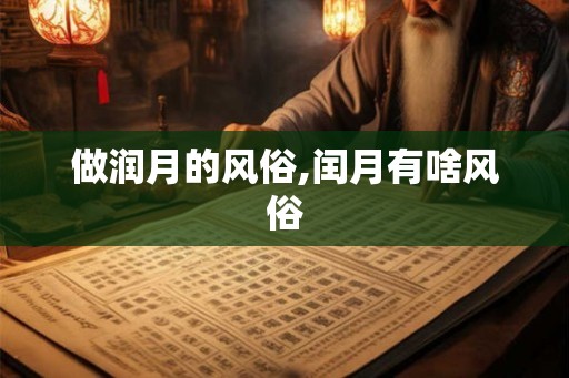 做润月的风俗,闰月有啥风俗
