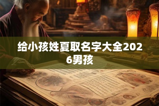 给小孩姓夏取名字大全2026男孩 给小孩姓夏取名字大全2026男孩