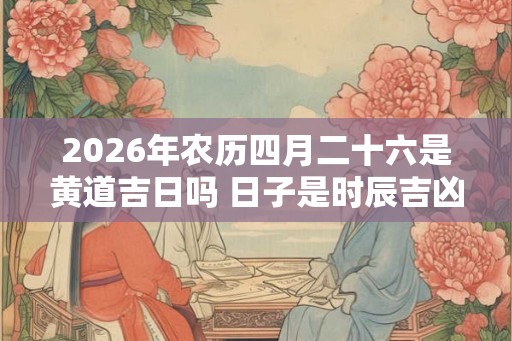 2026年农历四月二十六是黄道吉日吗 日子是时辰吉凶吗