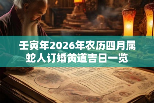 壬寅年2026年农历四月属蛇人订婚黄道吉日一览