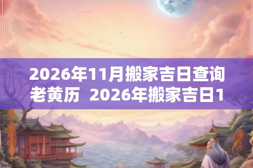 2026年11月搬家吉日查询老黄历  2026年搬家吉日11月