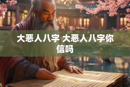 大恶人八字 大恶人八字你信吗