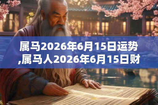 属马2026年6月15日运势,属马人2026年6月15日财运,生肖马2026年6月15日运势