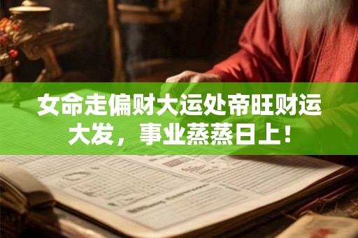 女命走偏财大运处帝旺财运大发，事业蒸蒸日上！