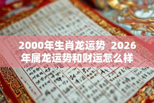 2000年生肖龙运势  2026年属龙运势和财运怎么样