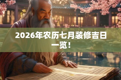 2026年农历七月装修吉日一览! 2026年农历七月装修吉日一览!