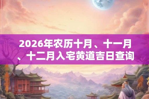 2026年农历十月、十一月、十二月入宅黄道吉日查询 2026年农历十月、十一月、十二月入宅黄道吉日查询