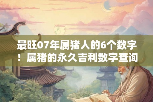 最旺07年属猪人的6个数字！属猪的永久吉利数字查询