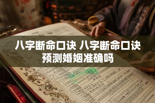八字断命口诀 八字断命口诀预测婚姻准确吗