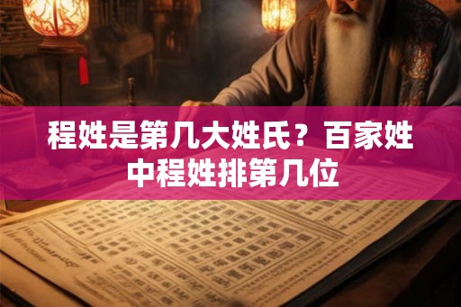程姓是第几大姓氏?百家姓中程姓排第几位 程姓是第几大姓氏?百家姓中程姓排第几位