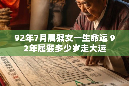 92年7月属猴女一生命运 92年属猴多少岁走大运