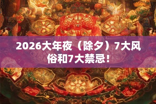 2026大年夜(除夕)7大风俗和7大禁忌! 2026大年夜(除夕)7大风俗和7大禁忌!