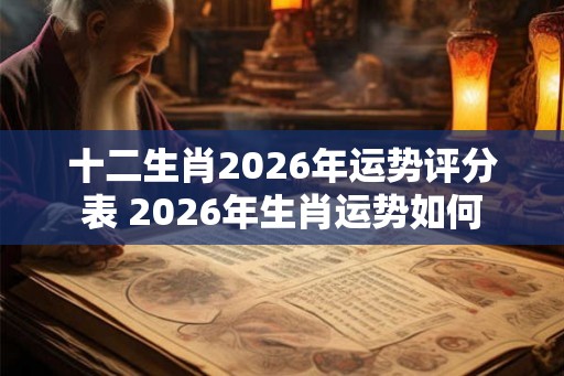 十二生肖2026年运势评分表 2026年生肖运势如何