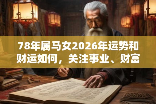 78年属马女2026年运势和财运如何，关注事业、财富、感情和健康