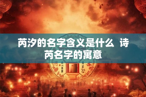 芮汐的名字含义是什么  诗芮名字的寓意