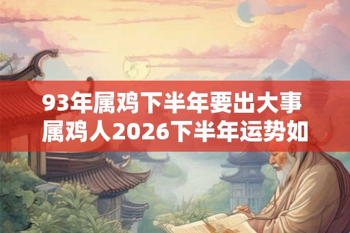 93年属鸡下半年要出大事 属鸡人2026下半年运势如何 93年属鸡下半年要出大事 属鸡人2026下半年运势如何