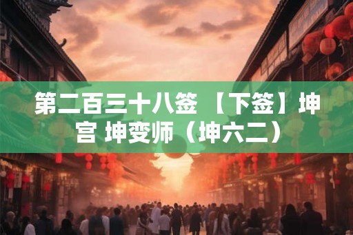 第二百三十八签 【下签】坤宫 坤变师（坤六二）
