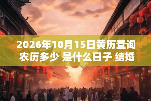 2026年10月15日黄历查询 农历多少 是什么日子 结婚吉时