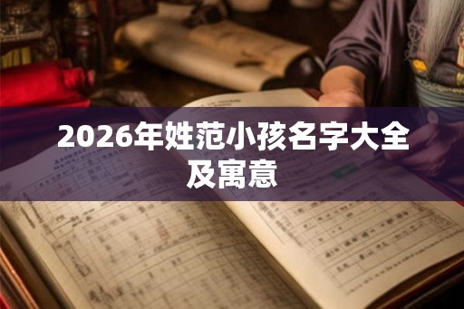 2026年姓范小孩名字大全及寓意