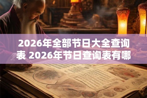 2026年全部节日大全查询表 2026年节日查询表有哪些