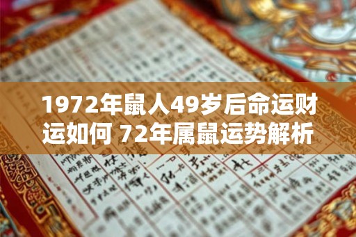 1972年鼠人49岁后命运财运如何 72年属鼠运势解析