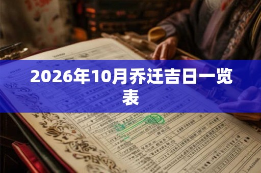 2026年10月乔迁吉日一览表