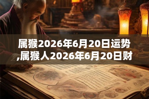 属猴2026年6月20日运势,属猴人2026年6月20日财运,生肖猴2026年6月20日运势