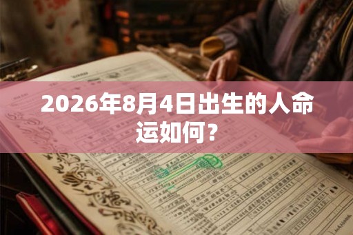 2026年8月4日出生的人命运如何？