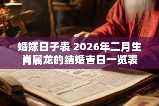 婚嫁日子表 2026年二月生肖属龙的结婚吉日一览表