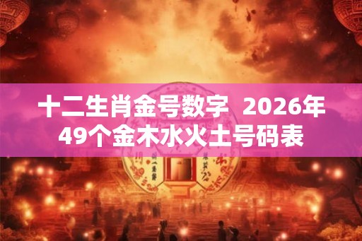 十二生肖金号数字 2026年49个金木水火土号码表 十二生肖金号数字 2026年49个金木水火土号码表