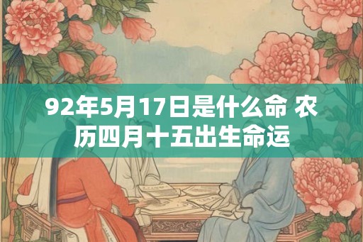 92年5月17日是什么命 农历四月十五出生命运