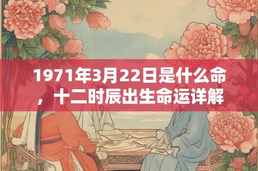 1971年3月22日是什么命，十二时辰出生命运详解