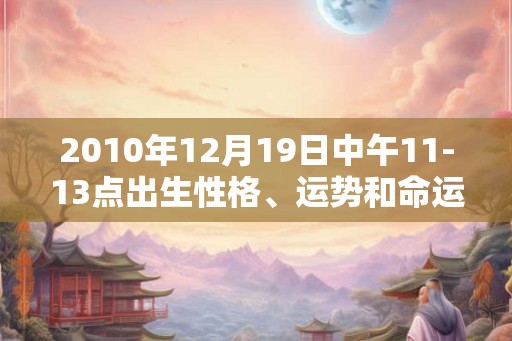 2010年12月19日中午11-13点出生性格、运势和命运